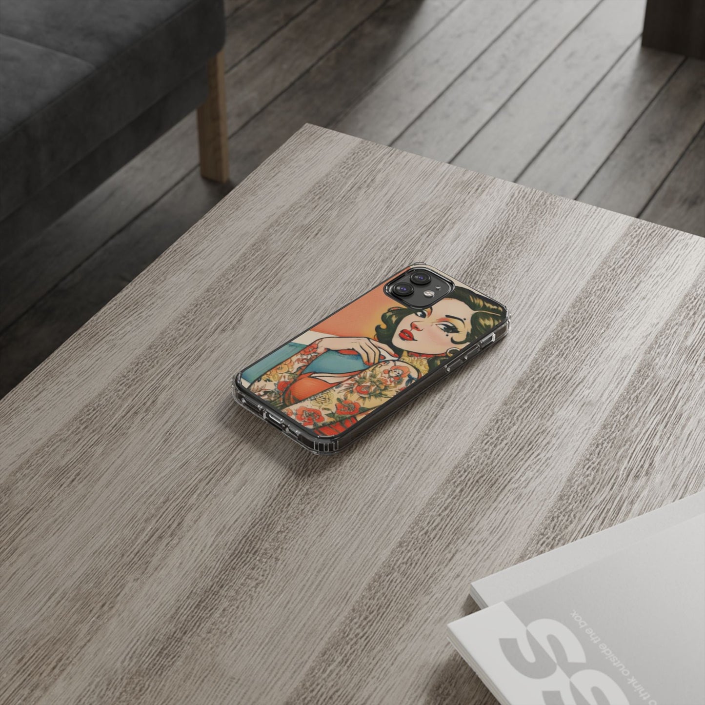 Retro Pin Up Clear Phone Case