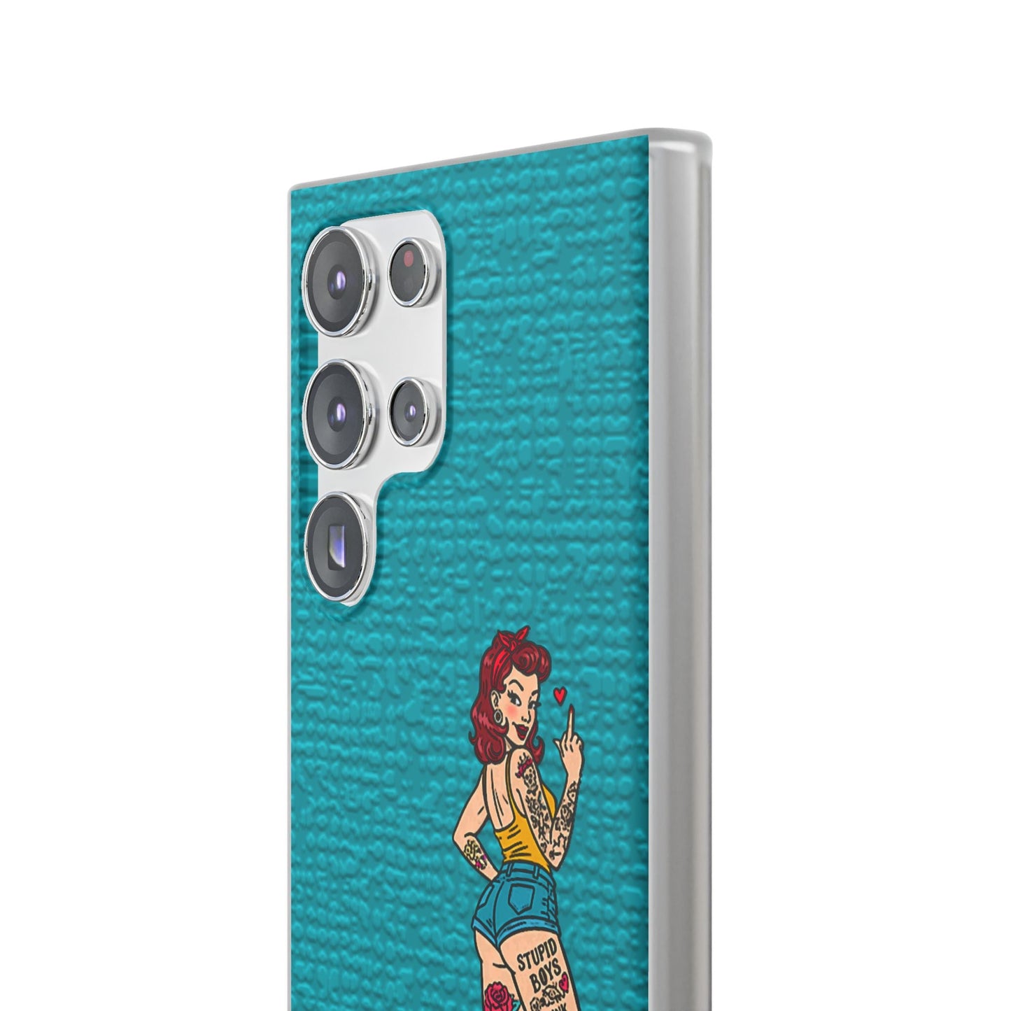 Sassy Pin-Up Stupid Boys Teal Flexi Phone Case