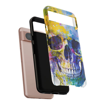 Vibrant Blue Floral Skull Tough Phone Case
