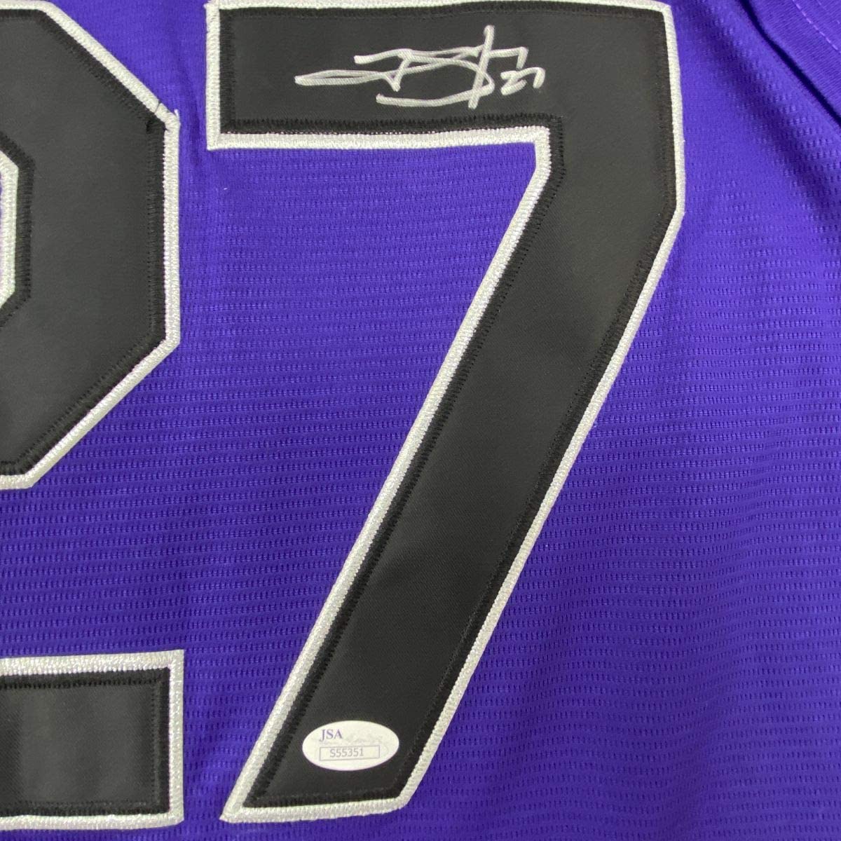 Autographed/Signed Trevor Story Colorado Purple Baseball Jersey JSA COA Holo Only