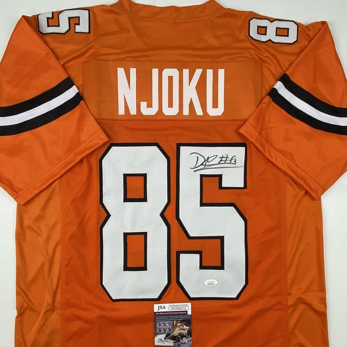 Autographed/Signed David Njoku Cleveland Football Orange Jersey JSA COA