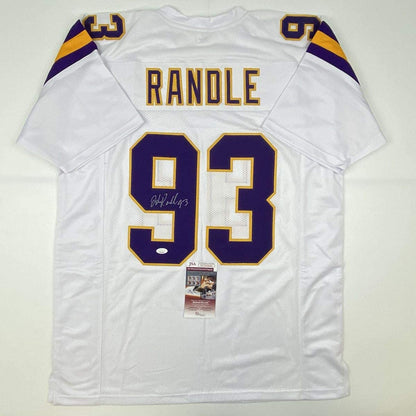 Autographed/Signed John Randle Minnesota White Football Jersey JSA COA