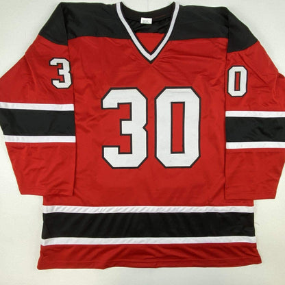 Autographed/Signed Martin Marty Brodeur New Jersey Red Hockey Jersey JSA COA