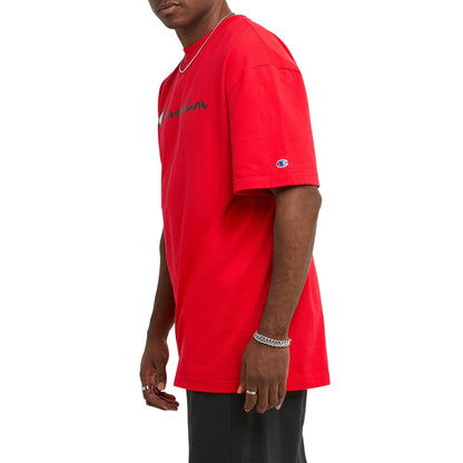 Champion mens Classic T-shirt, Classic Script T Shirt, Red, Large US