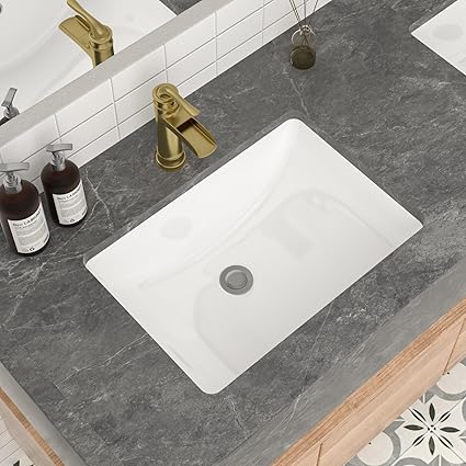 Mocoloo Undermount Bathroom Sink 20" x 14" Rectangle White Ceramic Bathroom Sink 8 Inch with Vertical Sides and Overflow Drain Porcelain Rectangular Undermount Vanity Sinks
