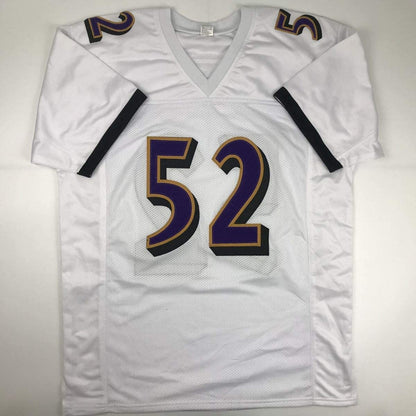 Autographed/Signed Ray Lewis Baltimore White Football Jersey JSA COA