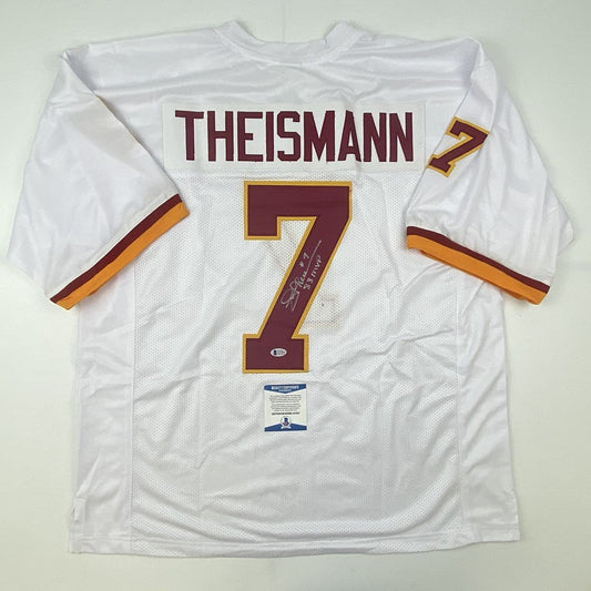 Autographed/Signed Joe Theismann 83 MVP Washington White Football Jersey Beckett BAS COA