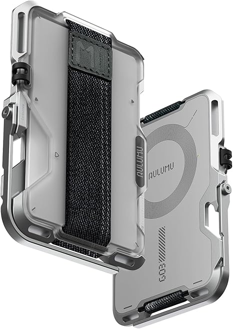 Aulumu G03 Transparently Magnetic Wallet Card Holder | Magnetic Wallet Compatible with MagSafe | Multi Function - Mobile Phone Stand/Grip | Bottle Opener | RFID Shielding Card - Translucent White