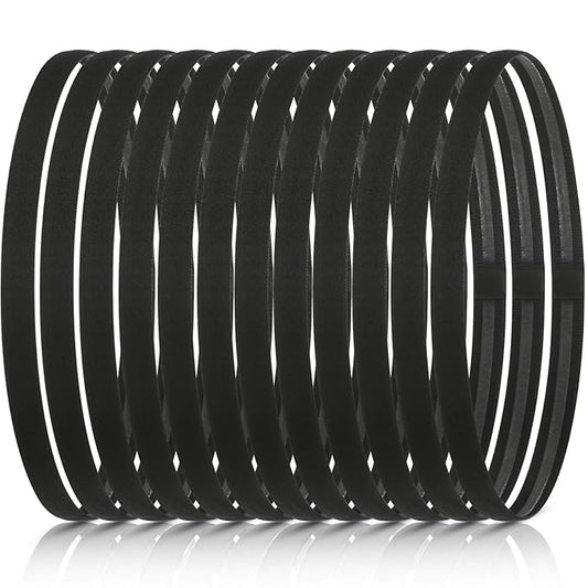 WILLBOND 12 Pieces Thin Non-Slip Elastic Sport Headbands, Hair Bands with Non Slip Silicone Grip Exercise Hair Sweatbands for Men Women Football Basketball Soccer Tennis Yoga (Black)