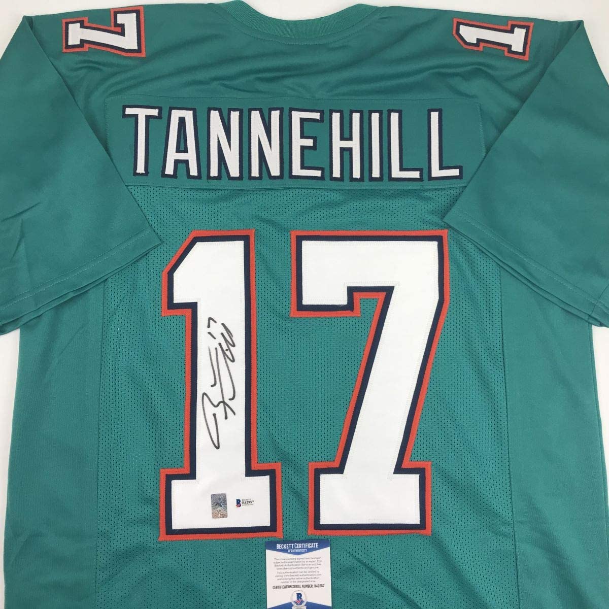 Autographed/Signed Ryan Tannehill Miami Teal Football Jersey Beckett BAS COA