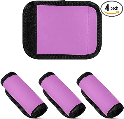 4 Pcs Luggage Handle Wraps Orchid Solid Color Pure Plain Purple Soft Comfy Luggage Tags Handle Wrap Tag for Suitcase