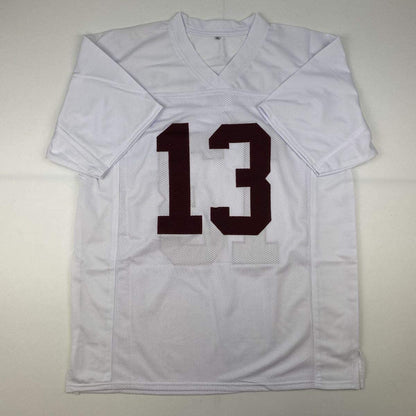 Autographed/Signed Tua Tagovailoa Alabama White College Football Jersey Beckett BAS COA