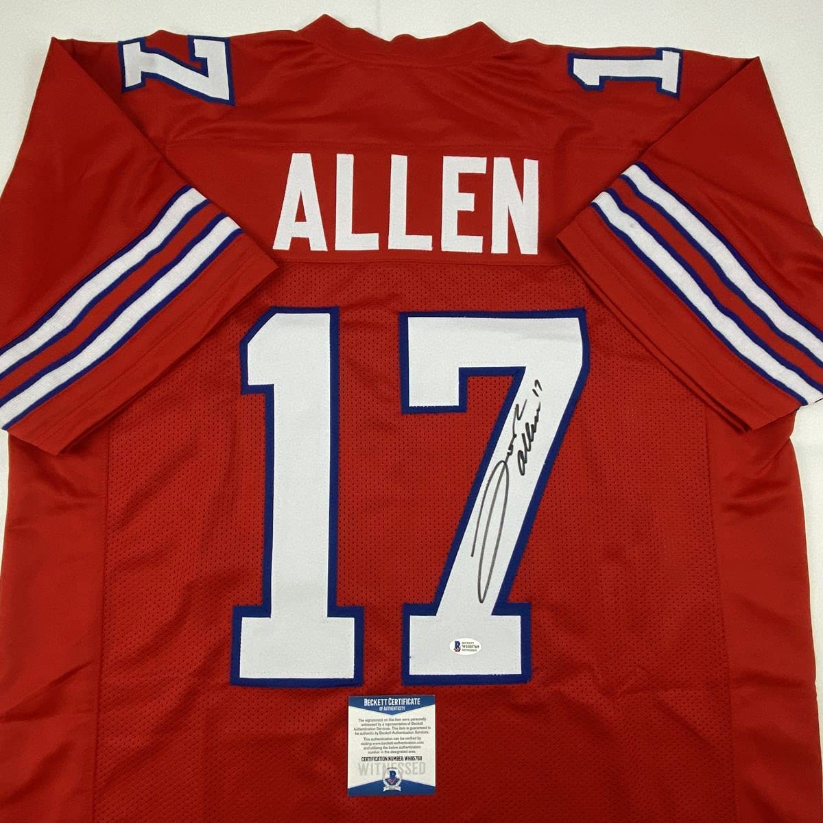 Autographed/Signed Josh Allen Buffalo Red Football Jersey Beckett BAS COA