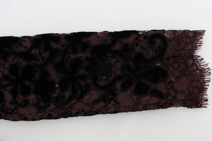 Dolce & Gabbana Purple Floral Lace Ricamo Maxi Dress