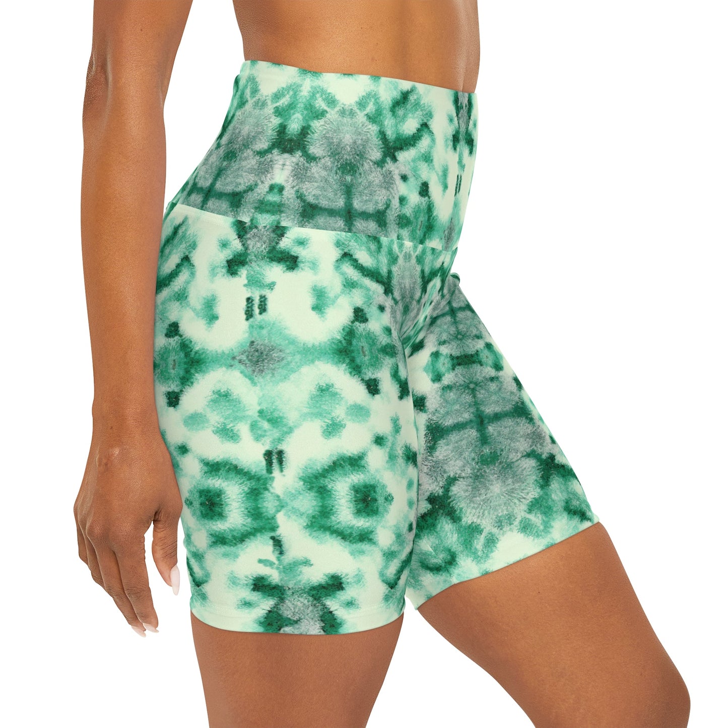 Shibori Lime Sherbert High Waisted Yoga Shorts