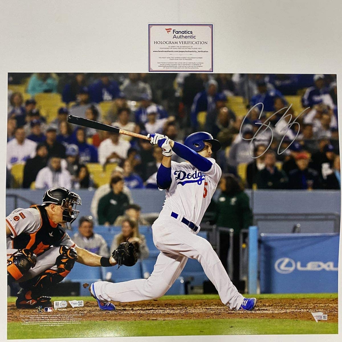 Autographed/Signed Corey Seager Los Angeles LA Dodgers 16x20 Baseball Photo Fanatics COA