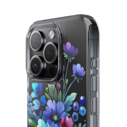 Vibrant Blue Floral Clear Phone Case