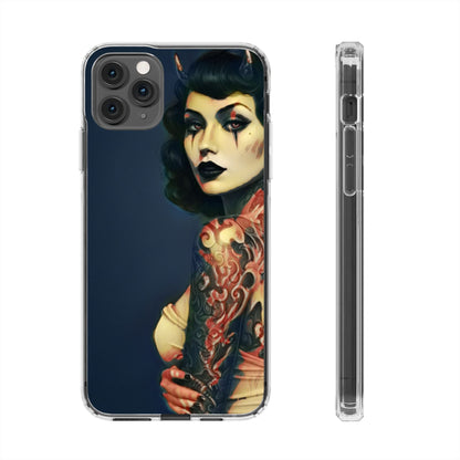 Gothic Devilish Tattooed Beauty Clear Phone Case