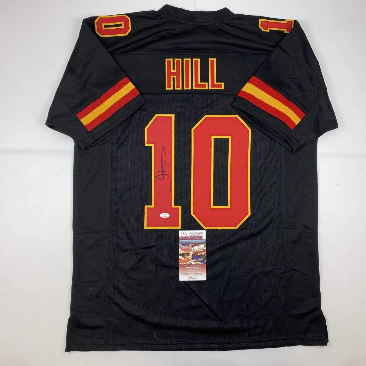 Autographed/Signed Tyreek Hill Kansas City Black Football Jersey JSA COA