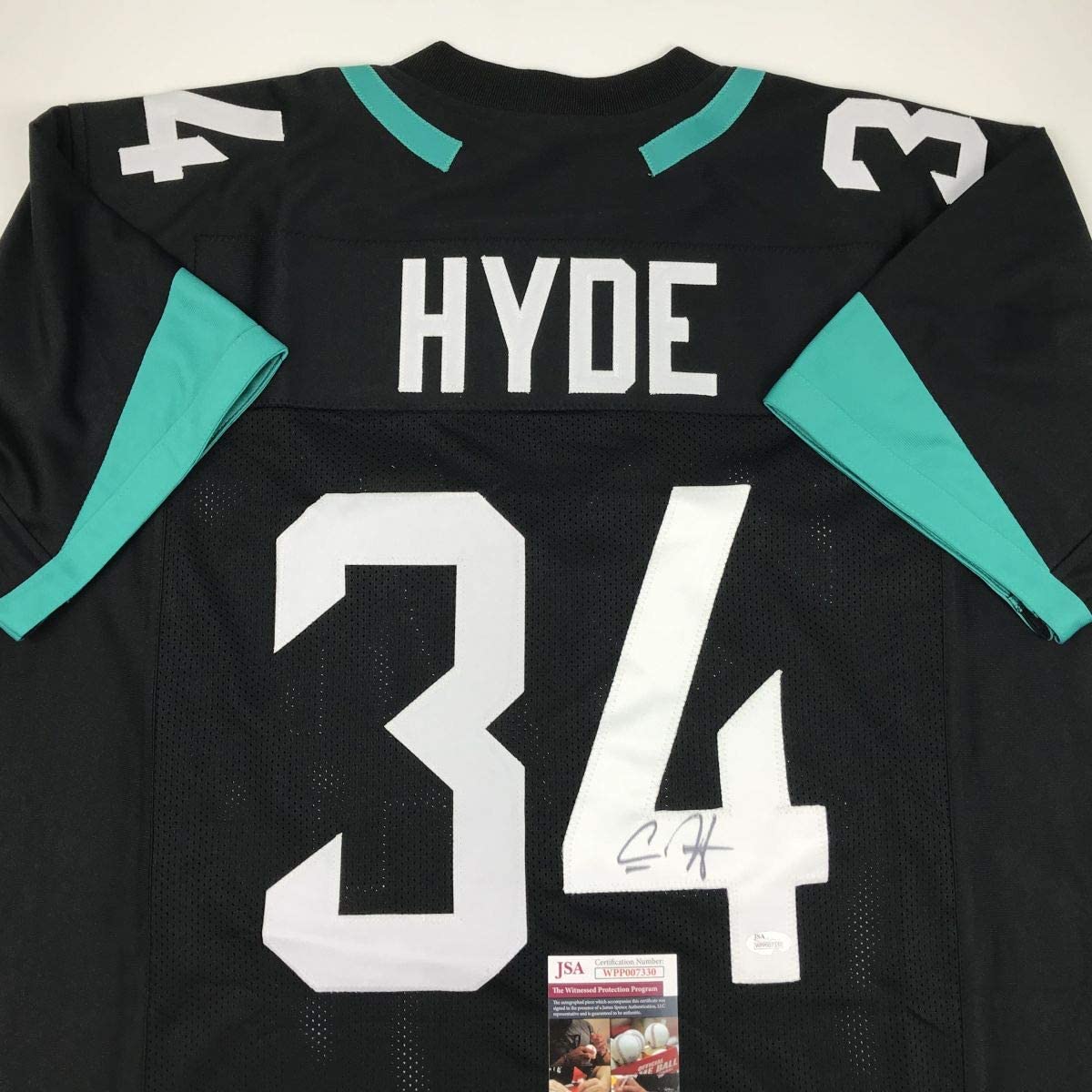Autographed/Signed Carlos Hyde Jacksonville Black Football Jersey JSA COA