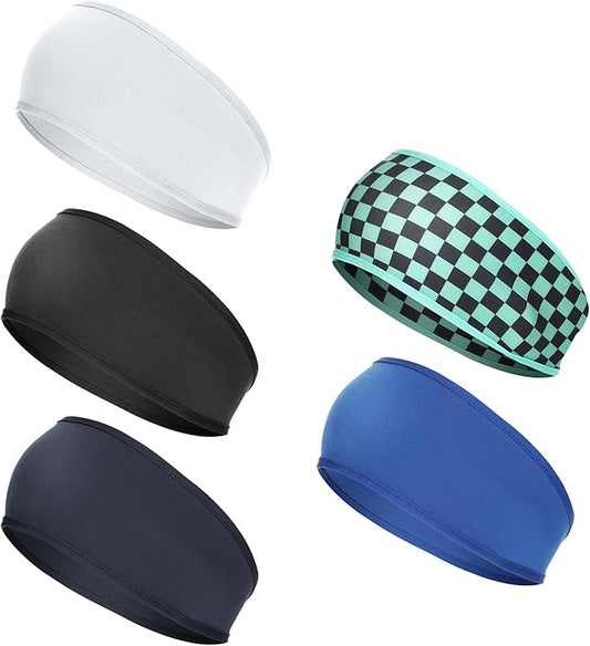Boys Headband, 5 Pcs Sports Headbands for Boys, Soccer Headbands for Boys, Girls Sports Headbands, Sweat Bands for Kids Boys, Basketball Headband for Girls and Boys - Running Tennis, 5 Colors