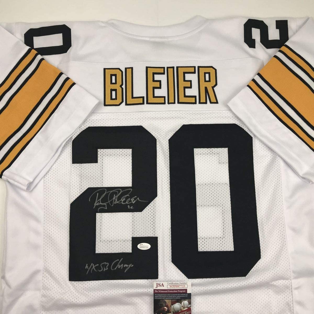 Autographed/Signed Rocky Bleier 4x SB Champ Pittsburgh White Football Jersey JSA COA