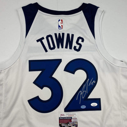 Autographed/Signed Karl-Anthony Towns Minnesota White Basketball Jersey JSA COA