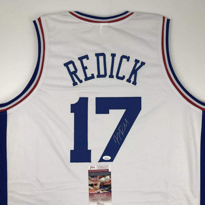 Autographed/Signed JJ J.J. Redick Philadelphia White Basketball Jersey JSA COA