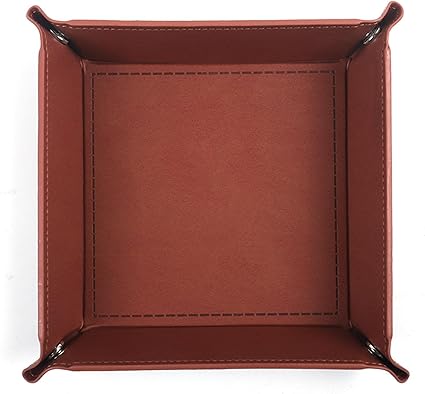 siduater Valet Tray Desktop Storage Organizer ‰ÛÒ Vegan Leather Catchall Tray Bedside Vanity Tray Nightstand Caddy Holder for Remote Controller, Watch, Keys, Phone, Wallet, Coin, Jewelry, Brown