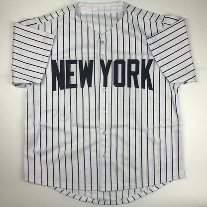 Autographed/Signed Alex Rodriguez New York Pinstripe Baseball Jersey Beckett BAS COA