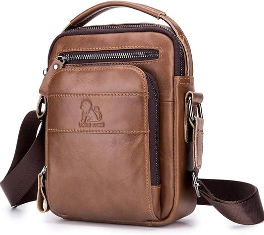 BAIGIO Genuine Leather Crossbody Bags for Men Shoulder Bag Small Messenger Bag Men Handbag Ipad Satchel Bag Travel Business