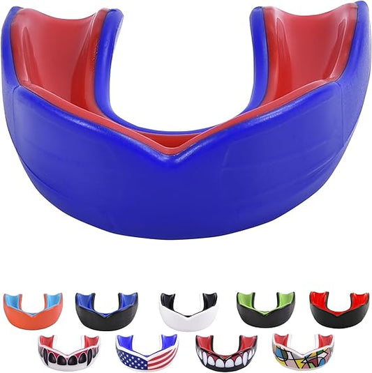 Adult Sports Mouth Guard (USA Flag, Fangs, 15+ Colors to Choose from) - Mouthguard for Football, Boxing, Karate, Martial Arts, Rugby, MMA, Sparring, Hockey (Adult, Strapless)