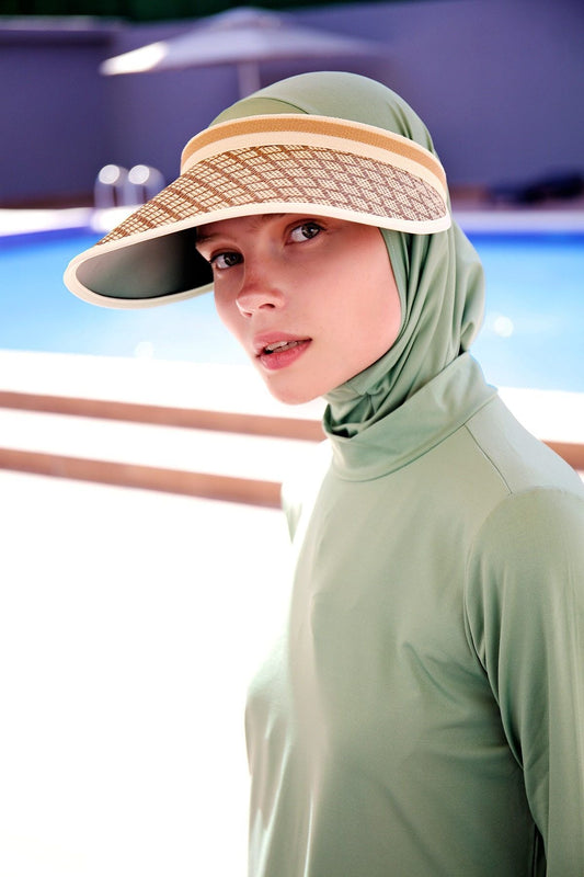Diamond Patterned Beige Visor Hat 14395