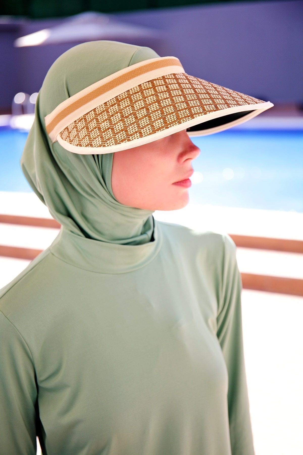 Diamond Patterned Beige Visor Hat 14395