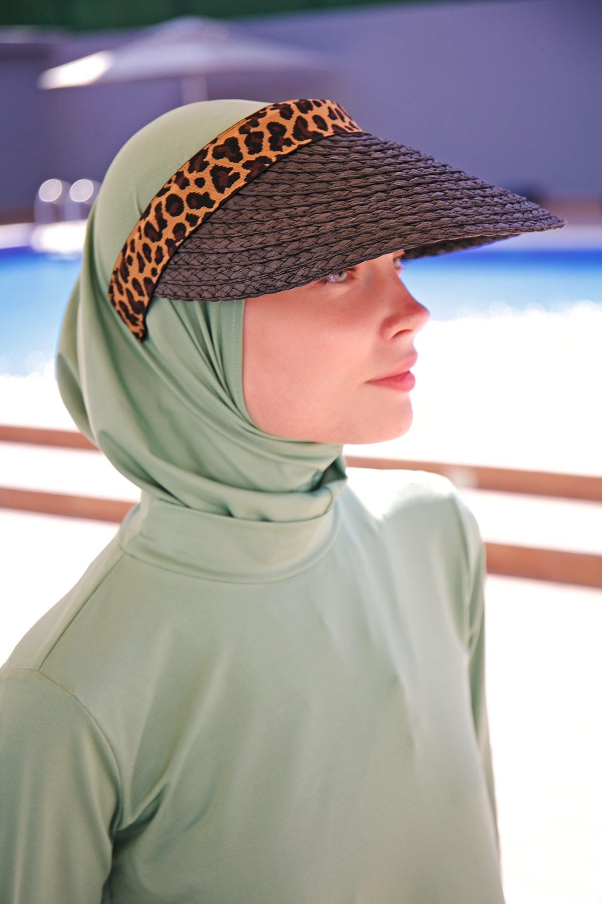 Leopar Şeritli Siyah Vizör Şapka 14401