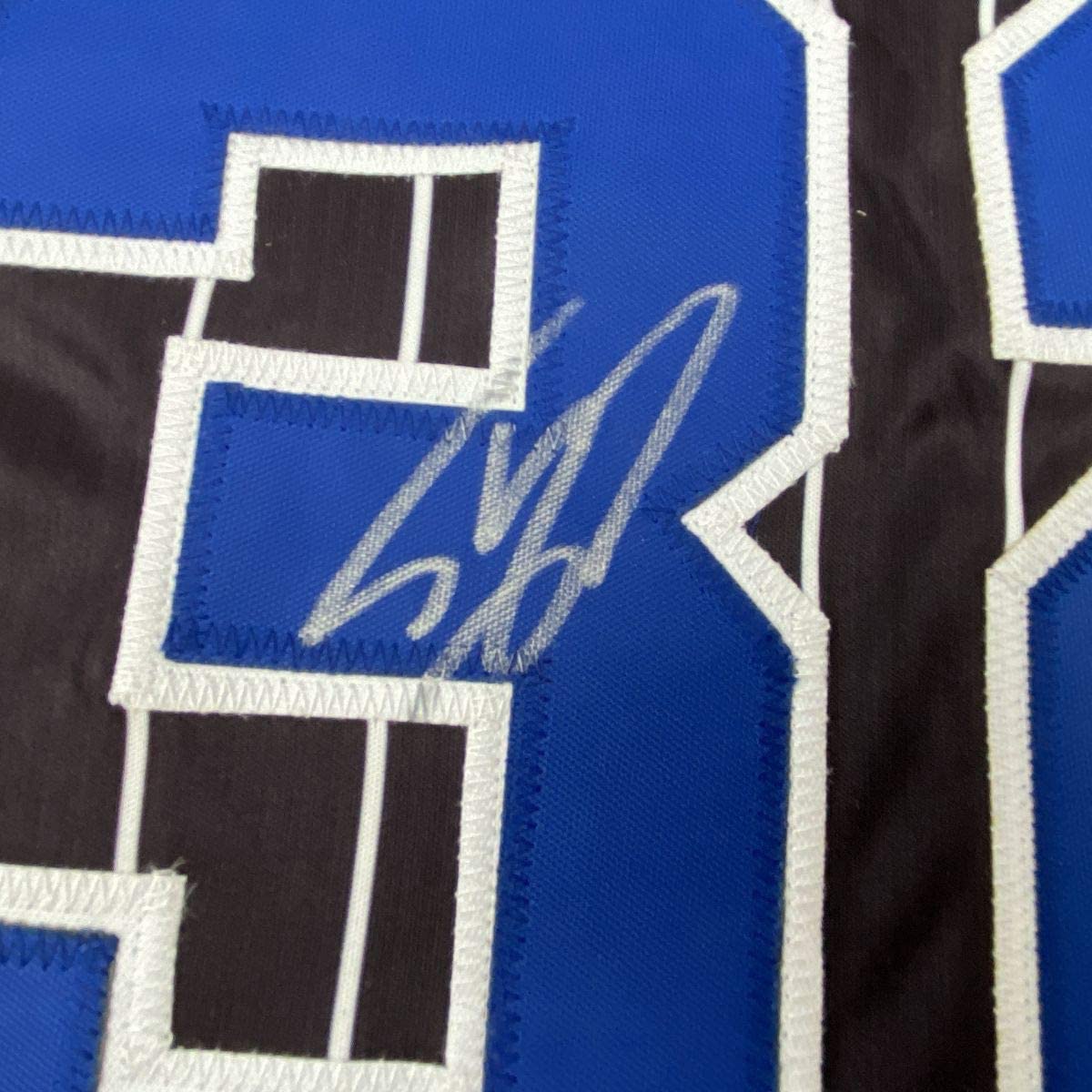 Autographed/Signed Shaquille Shaq O'Neal Orlando Black Pinstripe Basketball Jersey JSA COA