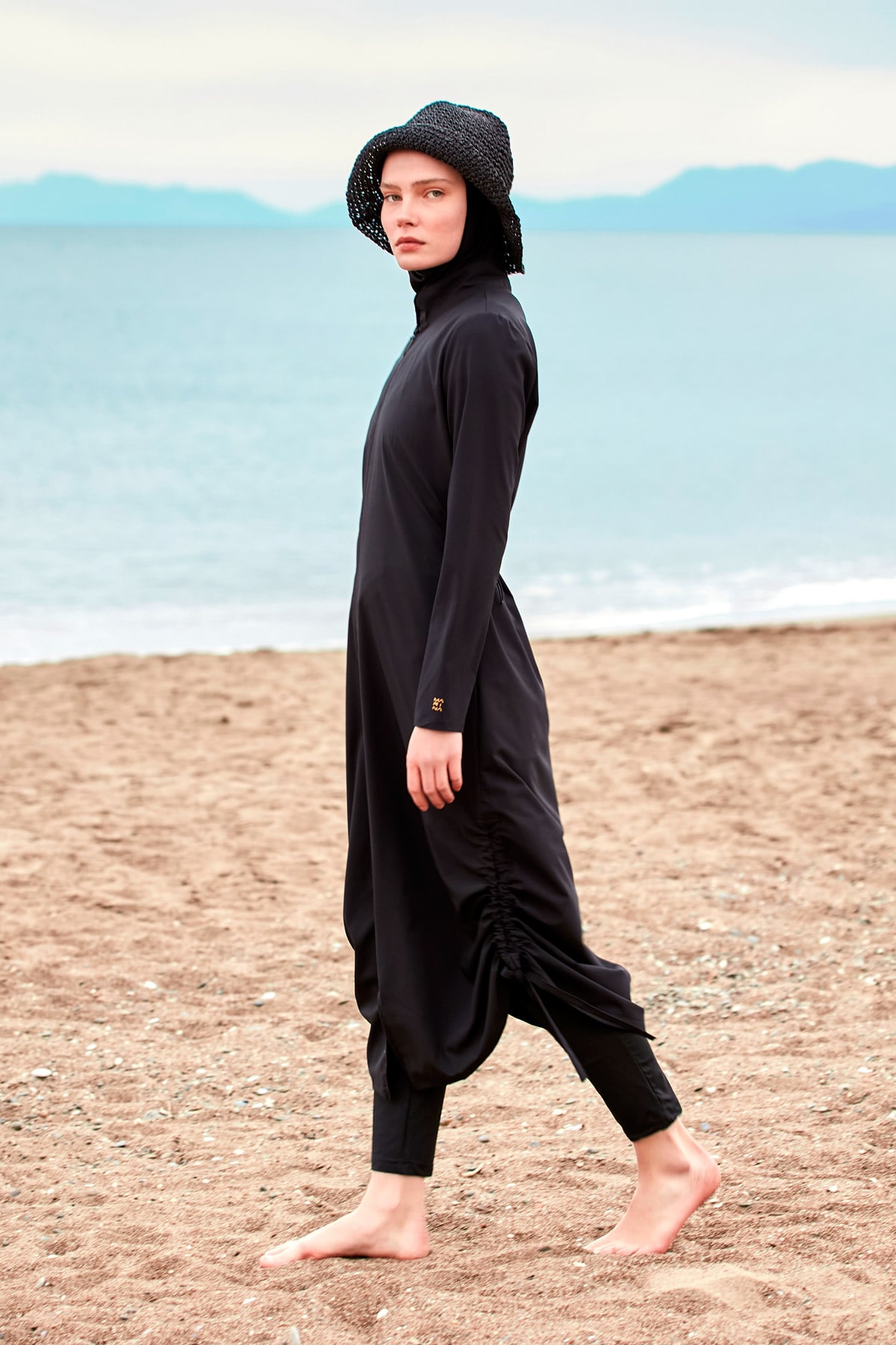Woven Black Burkini Modest Swimwear M2415