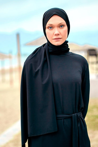 Black Woven Practical Shawl Cap B2403