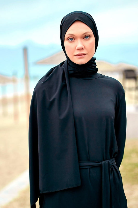 Black Woven Practical Shawl Cap B2403
