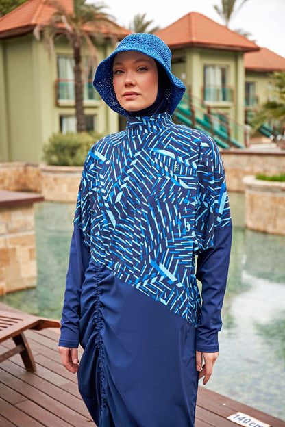 Woven Navy Burkini Modest Swimwear M2427