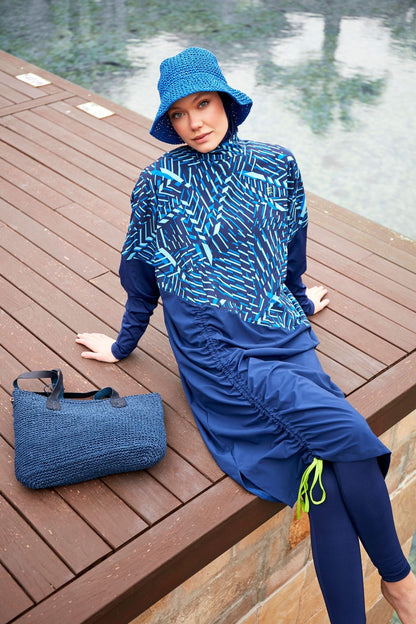 Woven Navy Burkini Modest Swimwear M2427
