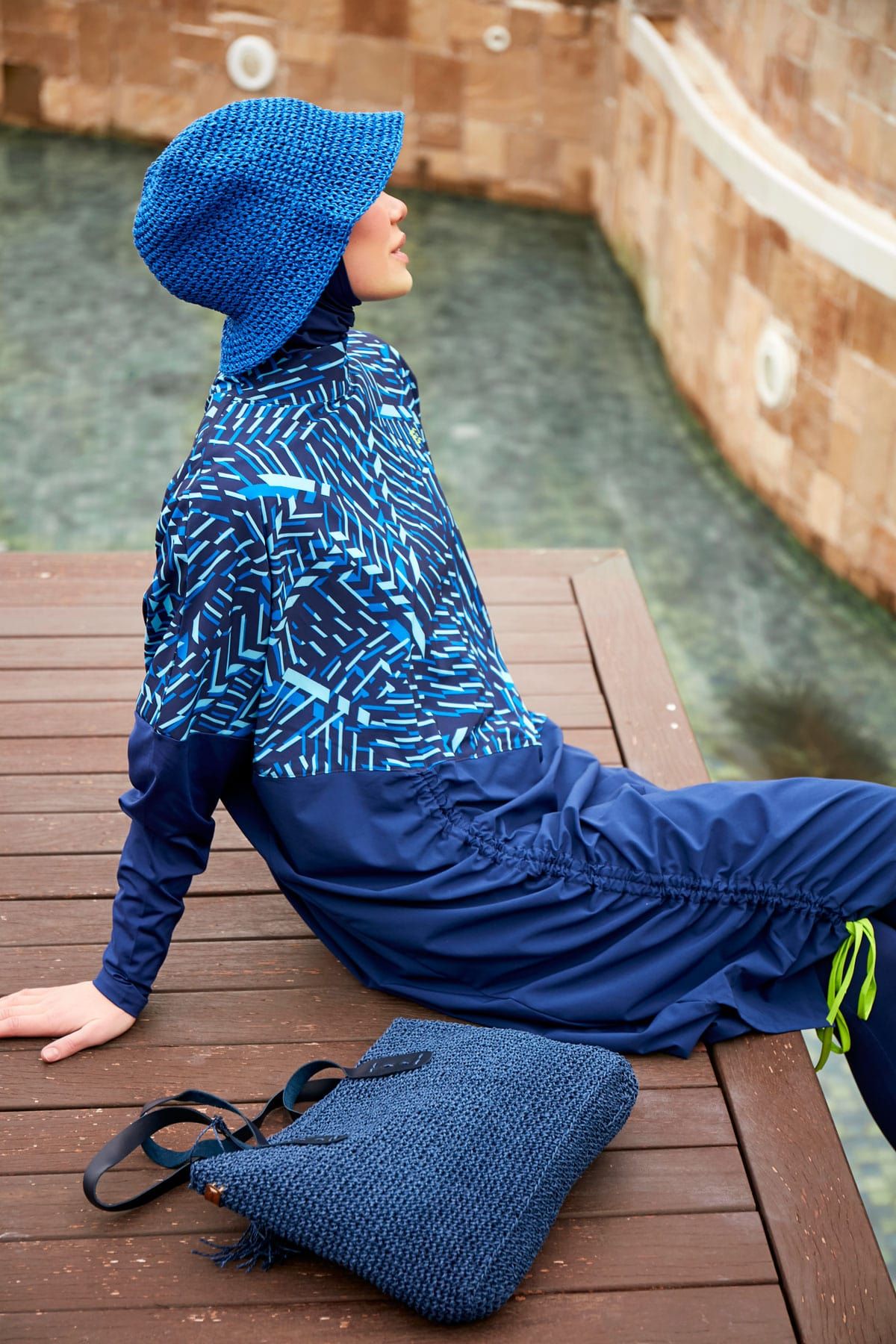 Woven Navy Burkini Modest Swimwear M2427