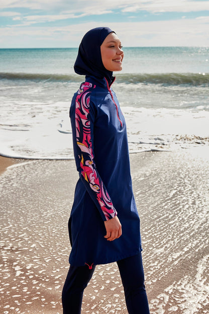 Woven Navy Burkini Modest Swimwear M2489