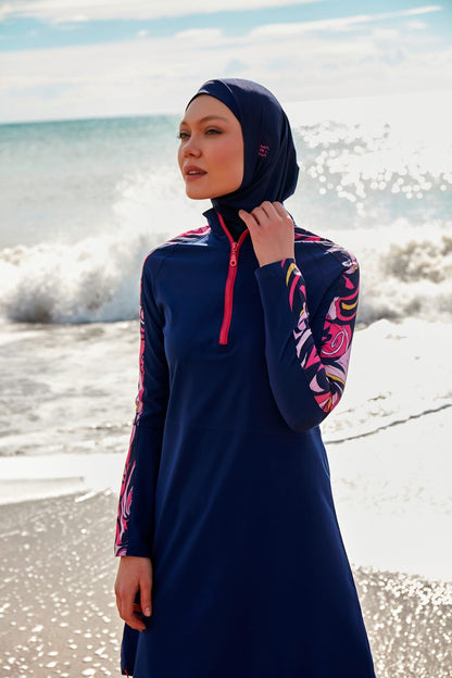 Woven Navy Burkini Modest Swimwear M2489