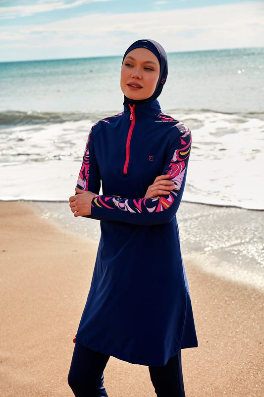 Woven Navy Burkini Modest Swimwear M2489