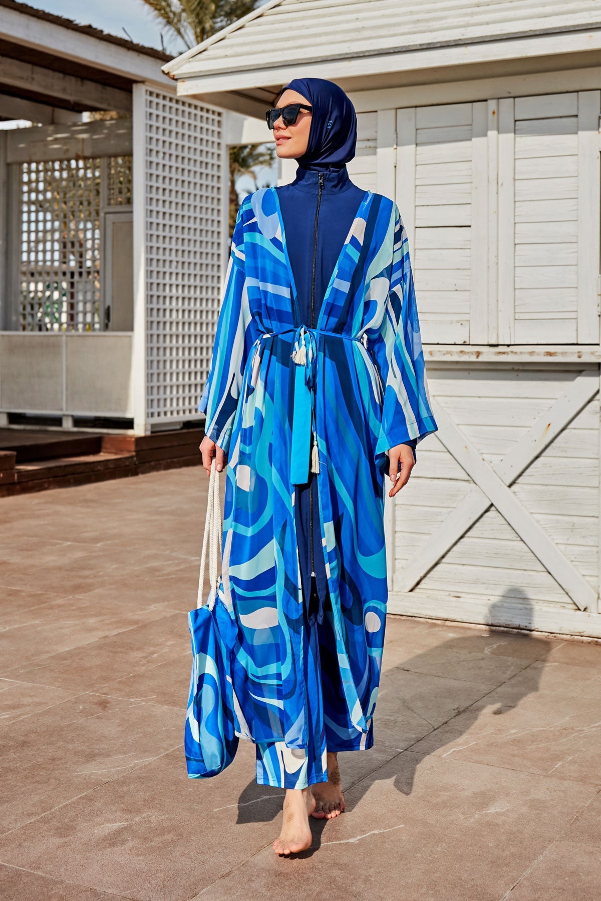 Woven Navy Burkini Modest Swimwear M2428