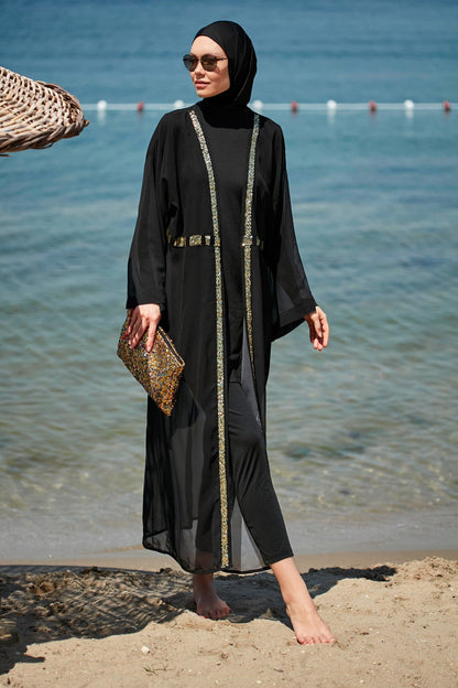 Black Pareo Kimono P2346