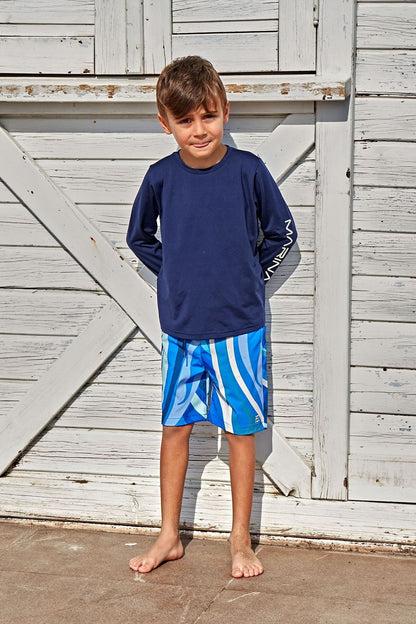 Lycra Navy Boys Swim Shirts T2451