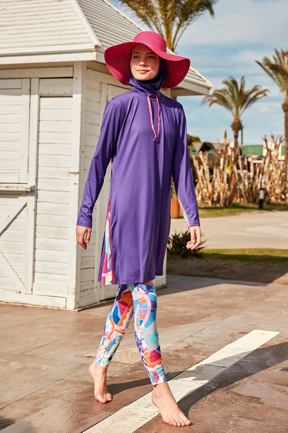 Lycra Purple Burkini Modest Swimwear M2496