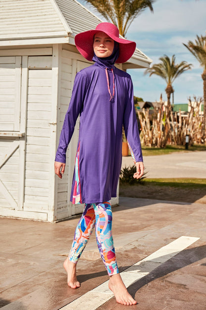 Lycra Purple Burkini Modest Swimwear M2496